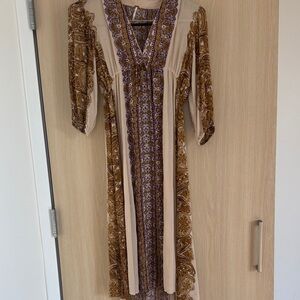 Free People Bohemian Brown and Purple Maxi Dress